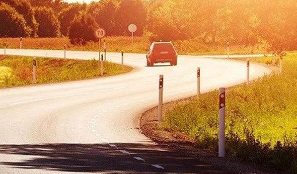 Hire car on winding road