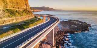 Sydney sea cliff with bridge view