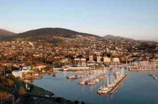 Aerial view of Hobart harbour