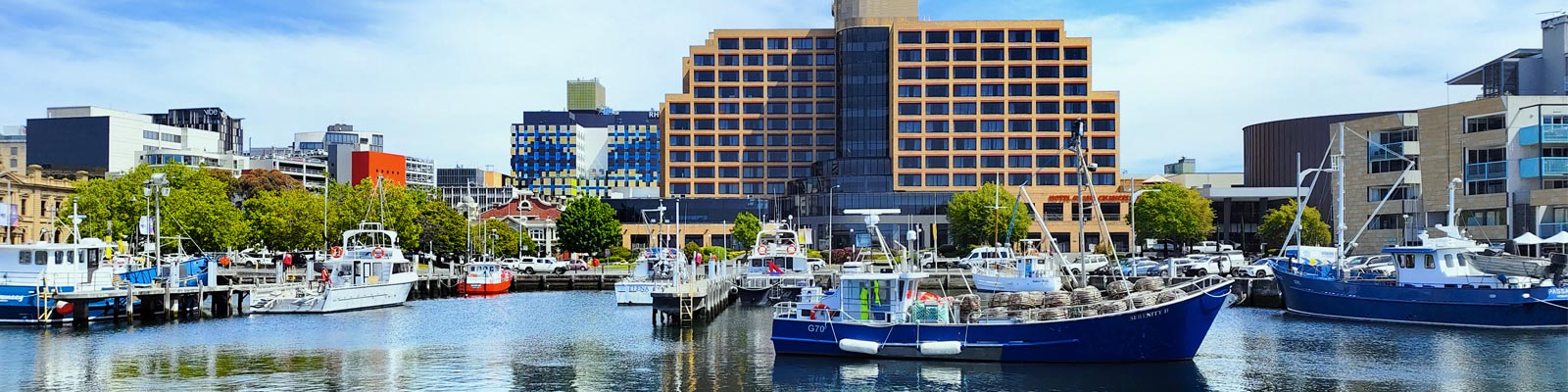Downtown view of Hobart in Port Tasmania